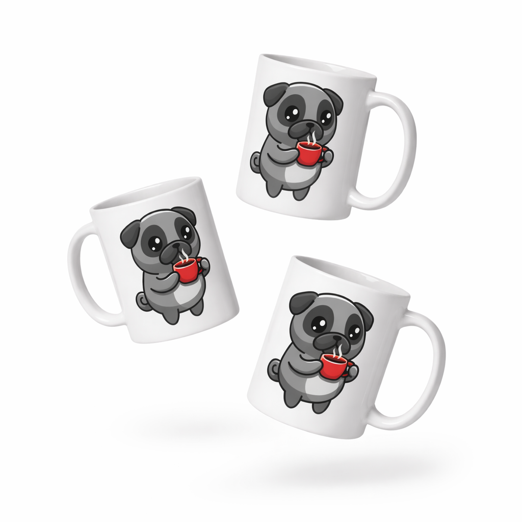 'PUG MORNING' – Black Pug Mug